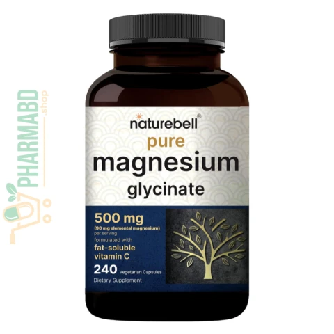 NatureBell Pure Magnesium Glycinate 500mg, 240 Capsules