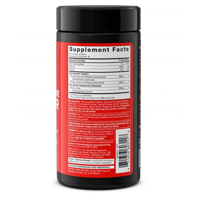 SIXSTAR Testosterone Booster for Men support 60 Caplets