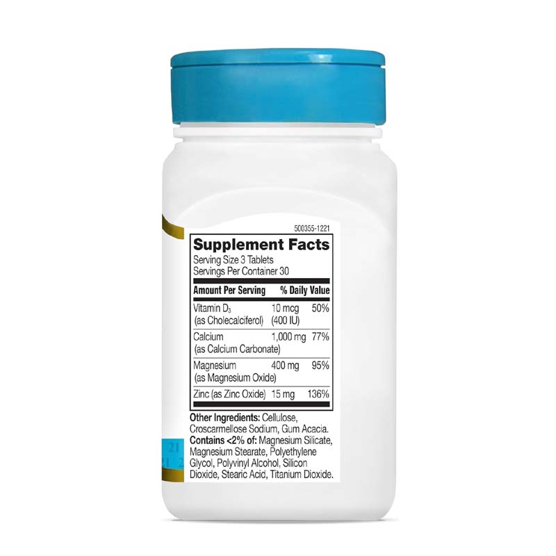 21st Century Calcium Magnesium Zinc + D3 90 Tablets