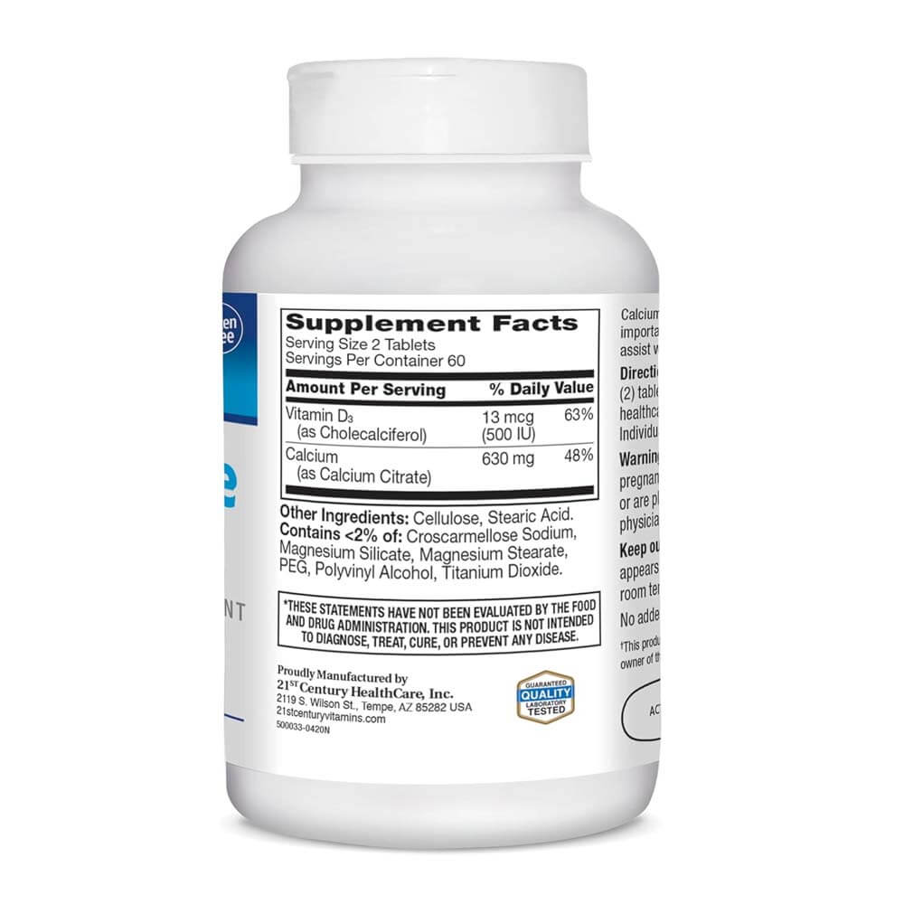 21st Century Calcium Citrate Maximum + D3 120 Tablets