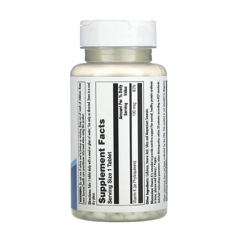 KAL Vitamin K2 MK-7, 100 mcg Supplement for Women and Men 60 Capsules