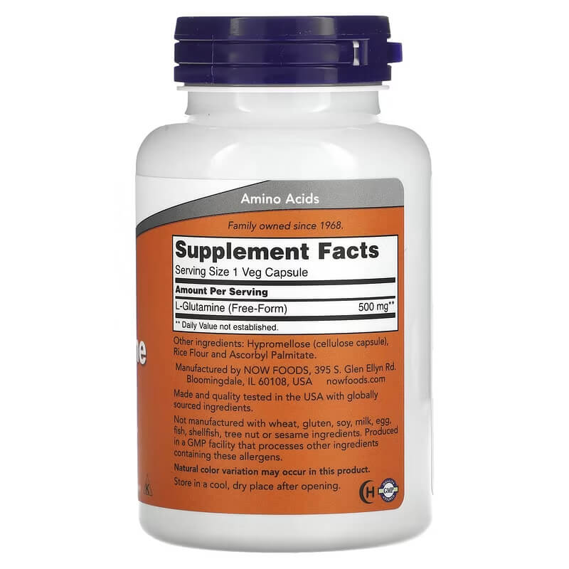 NOW Foods, L-Glutamine Supplement 500 mg, 120 Veg Capsules