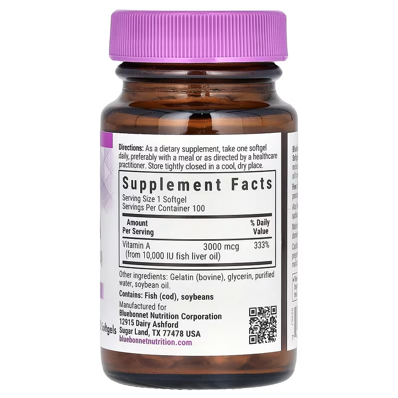 Bluebonnet Nutrition, Vitamin A Supplement 3,000 mcg (10,000 IU), 100 Softgels