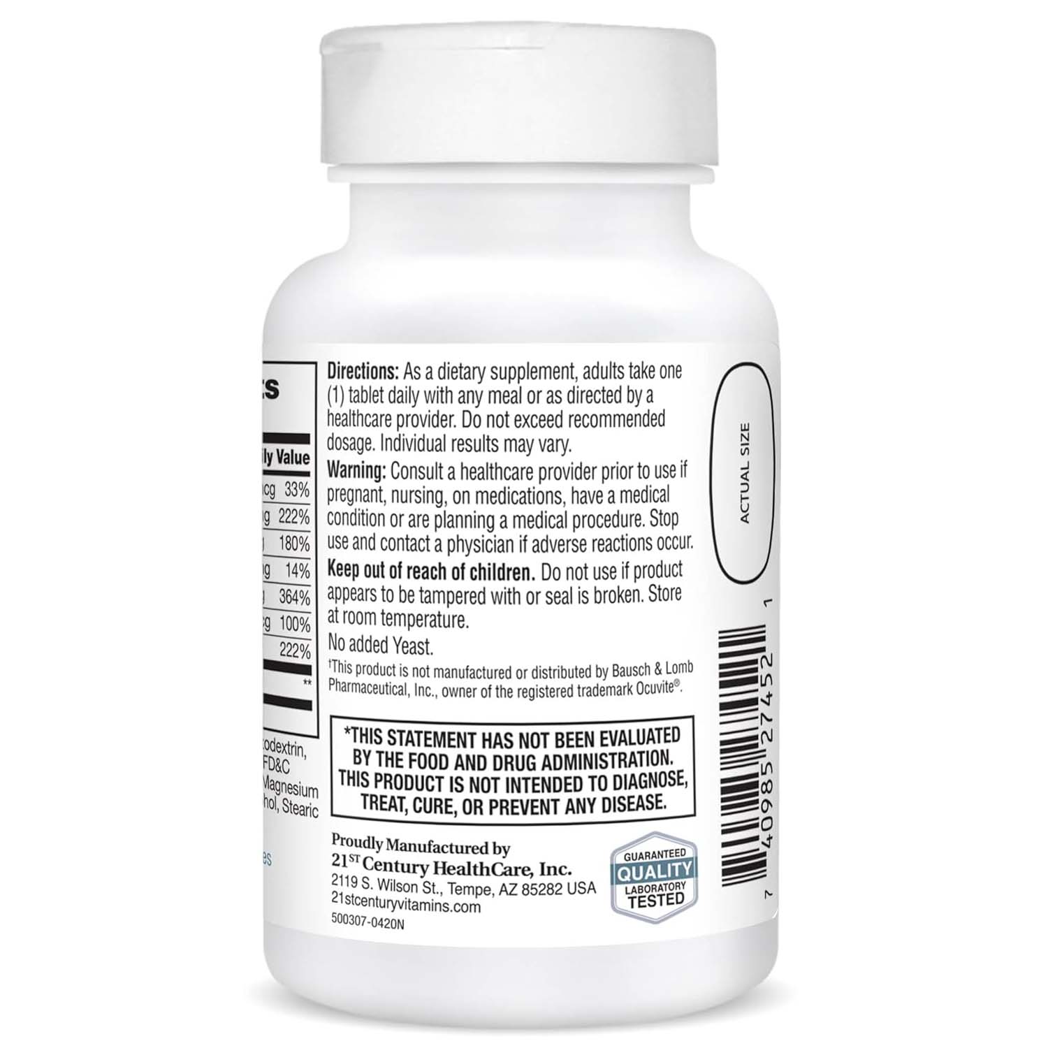 21st Century Healthy Eyes, Lutein & Antioxidants Supplement 60 Tablets