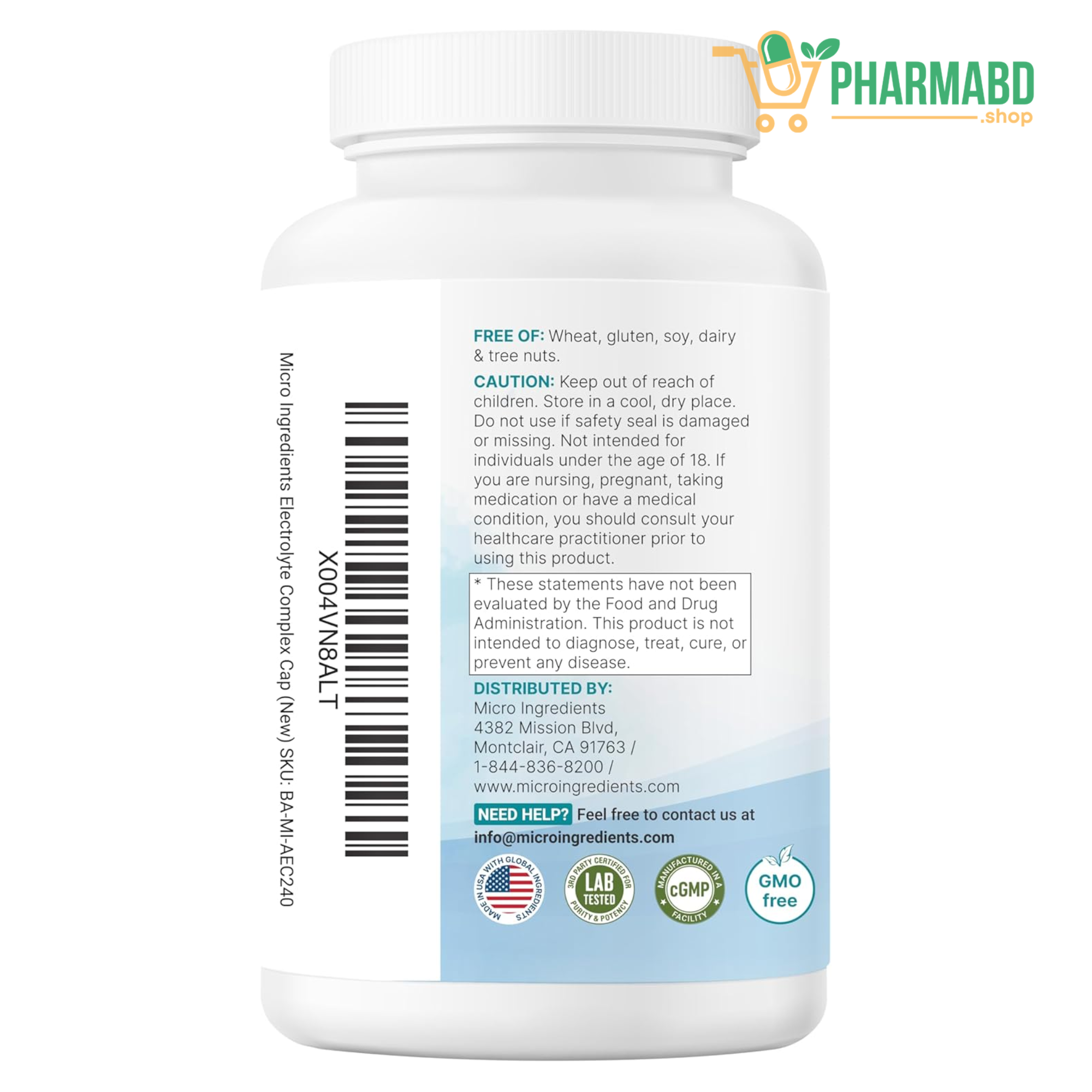 Micro Ingredients, Advanced Electrolyte Complex With Multivitamins Supplement, 240 Capsules