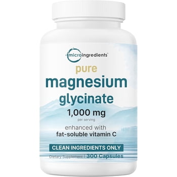 Micro Ingredients Pure Magnesium Glycinate 1000 mg With Vitamin C, 300 Capsules