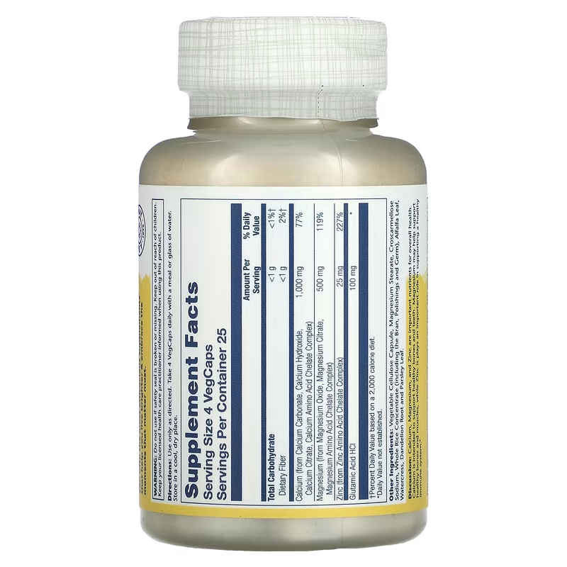 Solaray Calcium Magnesium Zinc, Bone health 100 VegCaps