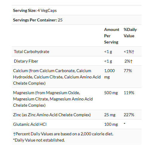 Solaray Calcium Magnesium Zinc, Bone health 100 VegCaps