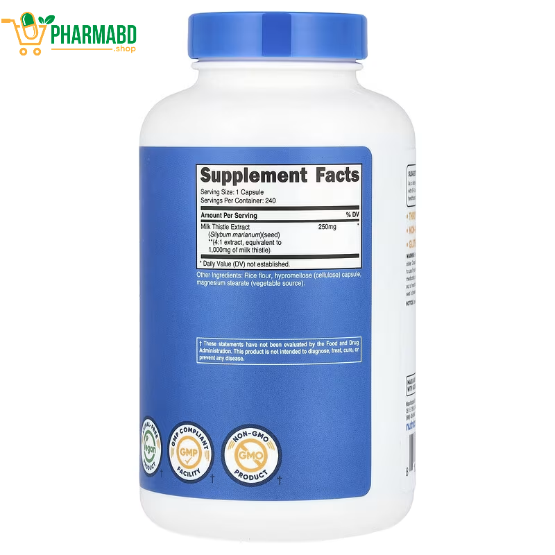 Nutricost Milk Thistle Extract 240 Capsules Non-GMO and Gluten Free