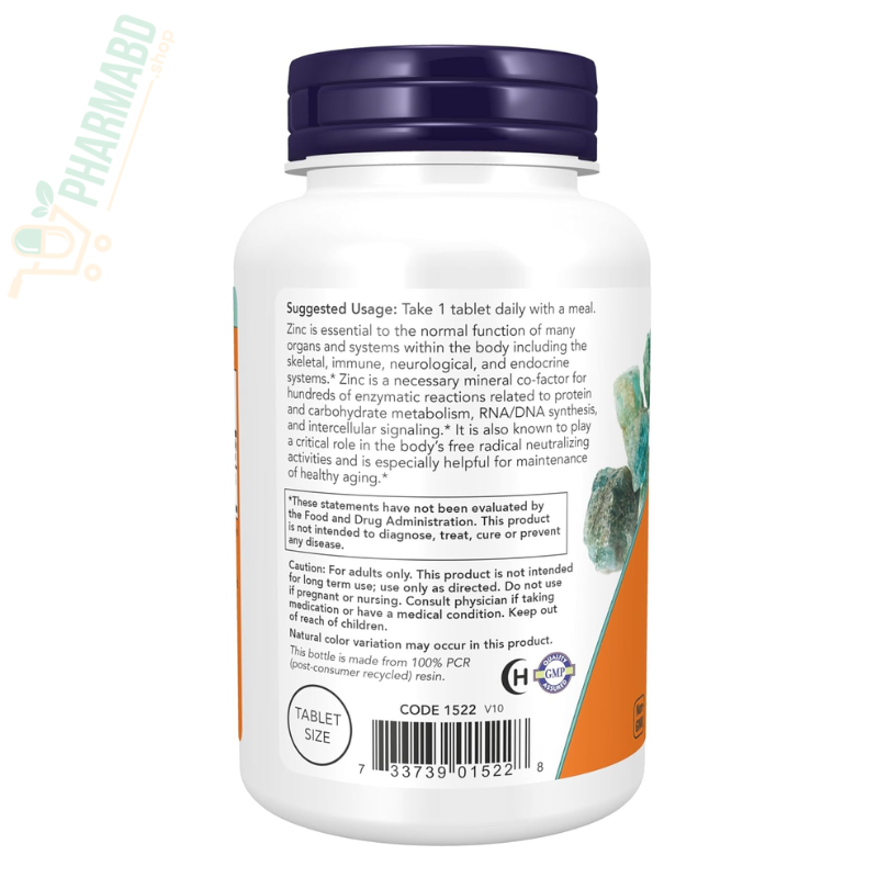 NOW Foods Zinc 50 mg Immune Support 250 Tablets