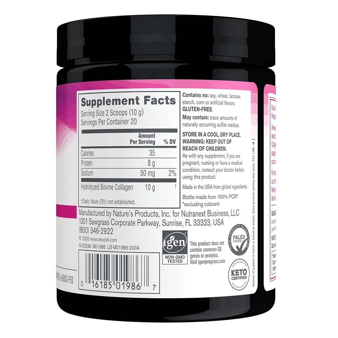 NeoCell, Grassfed Collagen Peptides, Unflavored, 7 oz 200 grams