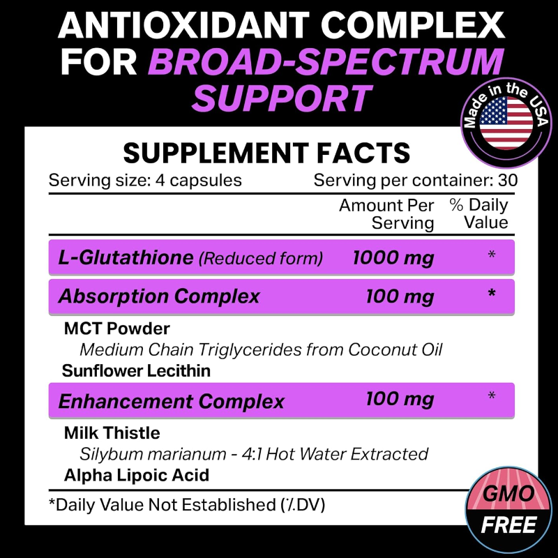 VitaRaw Glutathione 1000mg for Immune Support 120 VegCaps