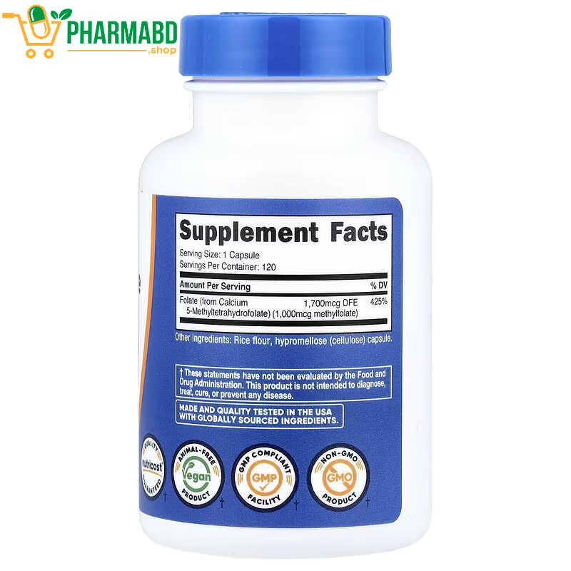 Nutricost L-Methylfolate Supplement 1000 mcg, 120 Capsules