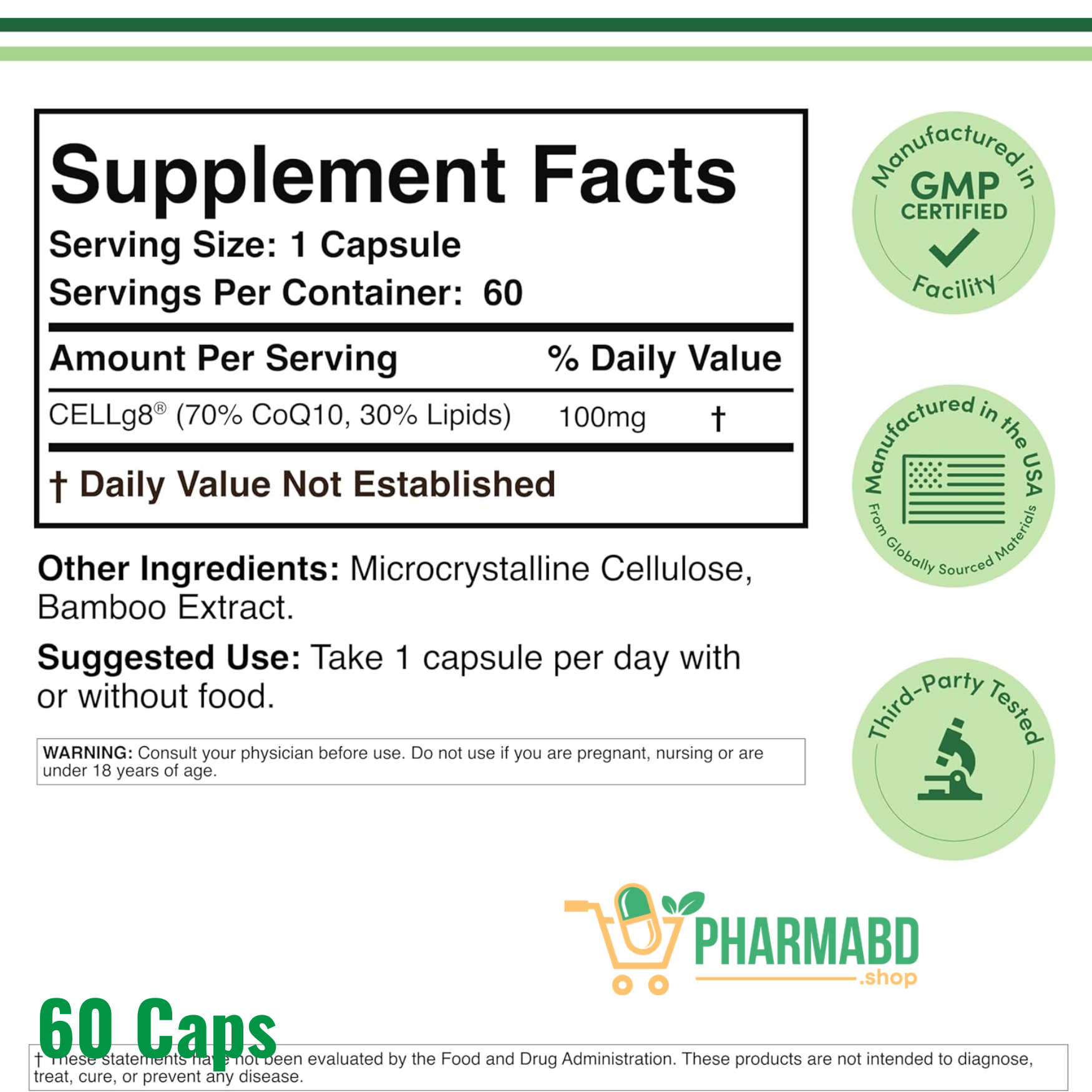 Double Wood Liposomal CoQ10 100mg, 60 Capsules