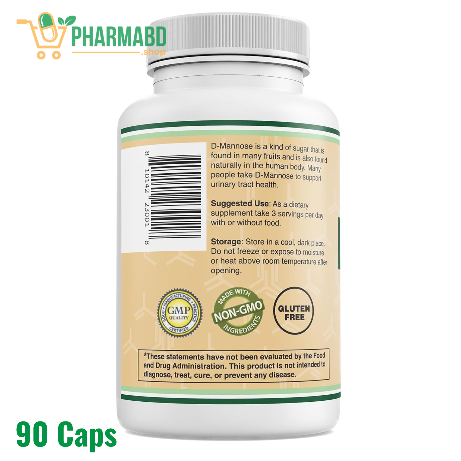 Double Wood D-Mannose 500mg, Urinary Tract + Bladder Health, 90 Capsules