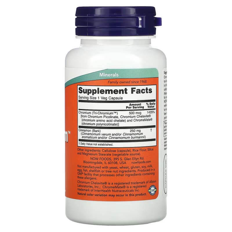 NOW Foods, Tri-Chromium, 500 mcg, Insulin Co-Factor, 90 VegCaps
