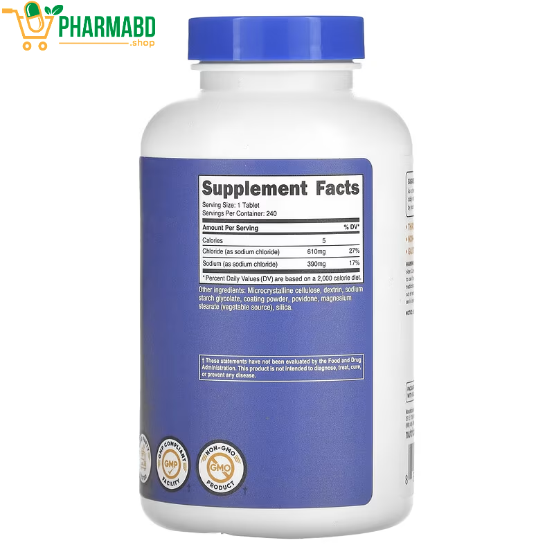 Nutricost Sodium Chloride Salt Tablets 1000mg, 240 Tablets