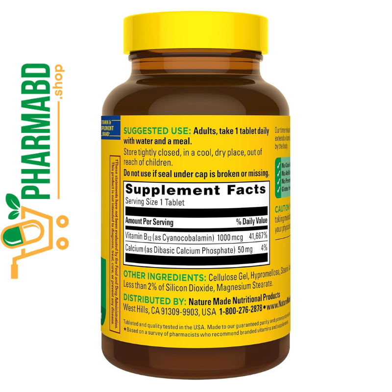 Nature Made Vitamin B12 1000 mcg Time Release, 160 Tablets