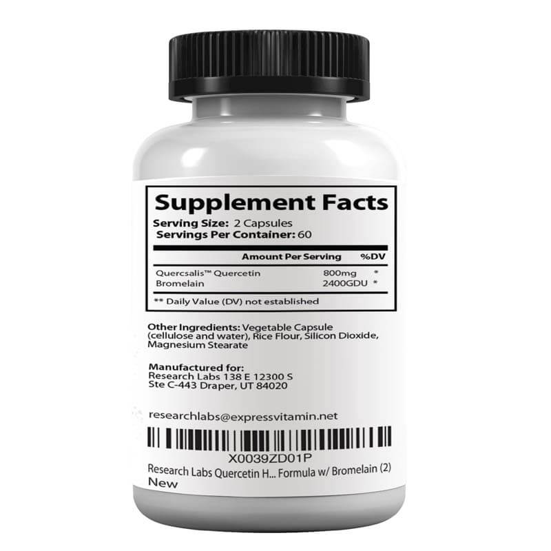 Research Labs Quercetin High Absorption Formula Bromelain 120 VegCaps