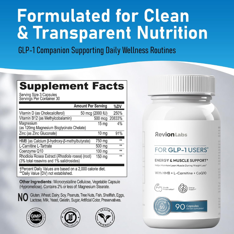Revion LABS For GLP-1 Users Lean Muscle Energy Metabolic 90 Capsules