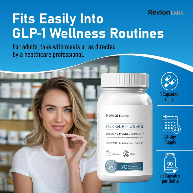 Revion LABS For GLP-1 Users Lean Muscle Energy Metabolic 90 Capsules