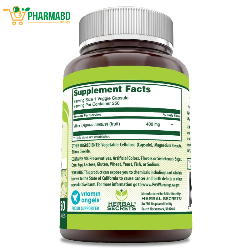 Herbal Secrets, Vitex Fruit, 400 mg, 250 VegCaps
