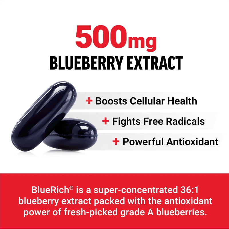 Force Factor Blueberry Concentrate Antioxidants Supplement 90 Softgels