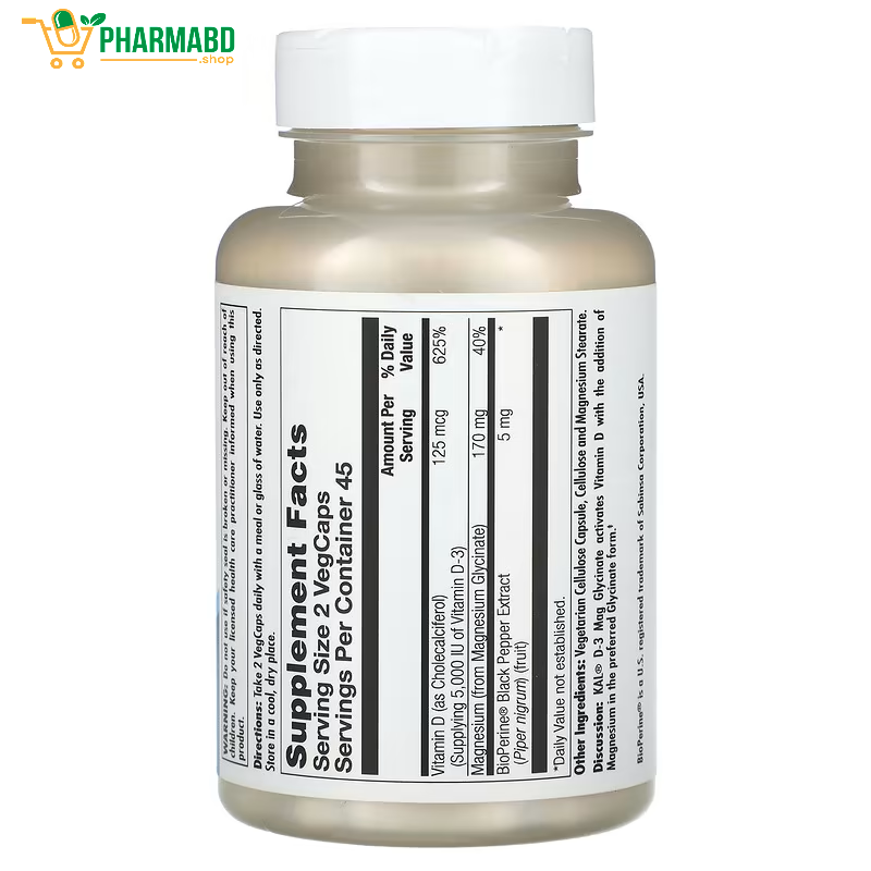 KAL Vitamin D3 & Magnesium Glycinate, 90 VegCaps