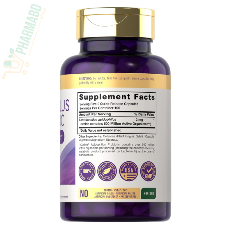 Carlyle Acidophilus Probiotic 500 Million, 200 Caps