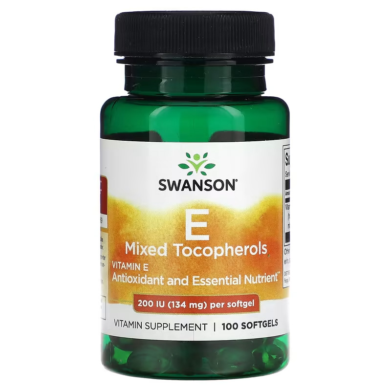 Swanson Vitamin E Mixed Tocopherols, 134 mg, 100 Softgels
