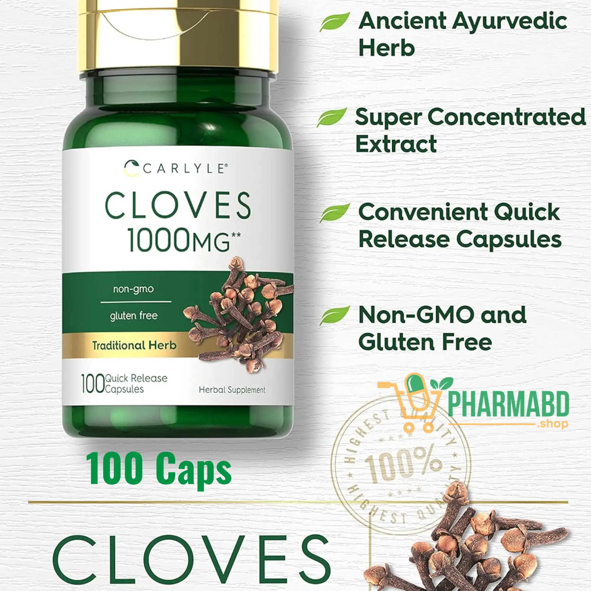 Carlyle Cloves Supplement Herbal Extract 100 Capsules