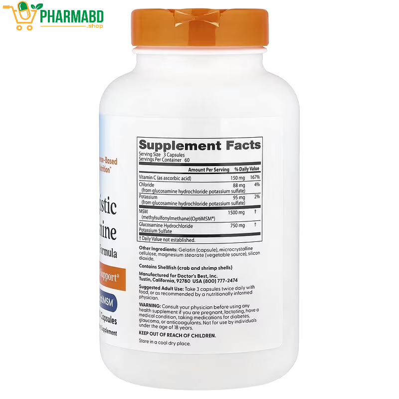 Doctor's Best, Synergistic Glucosamine MSM Formula with OptiMSM®, 180 Caps