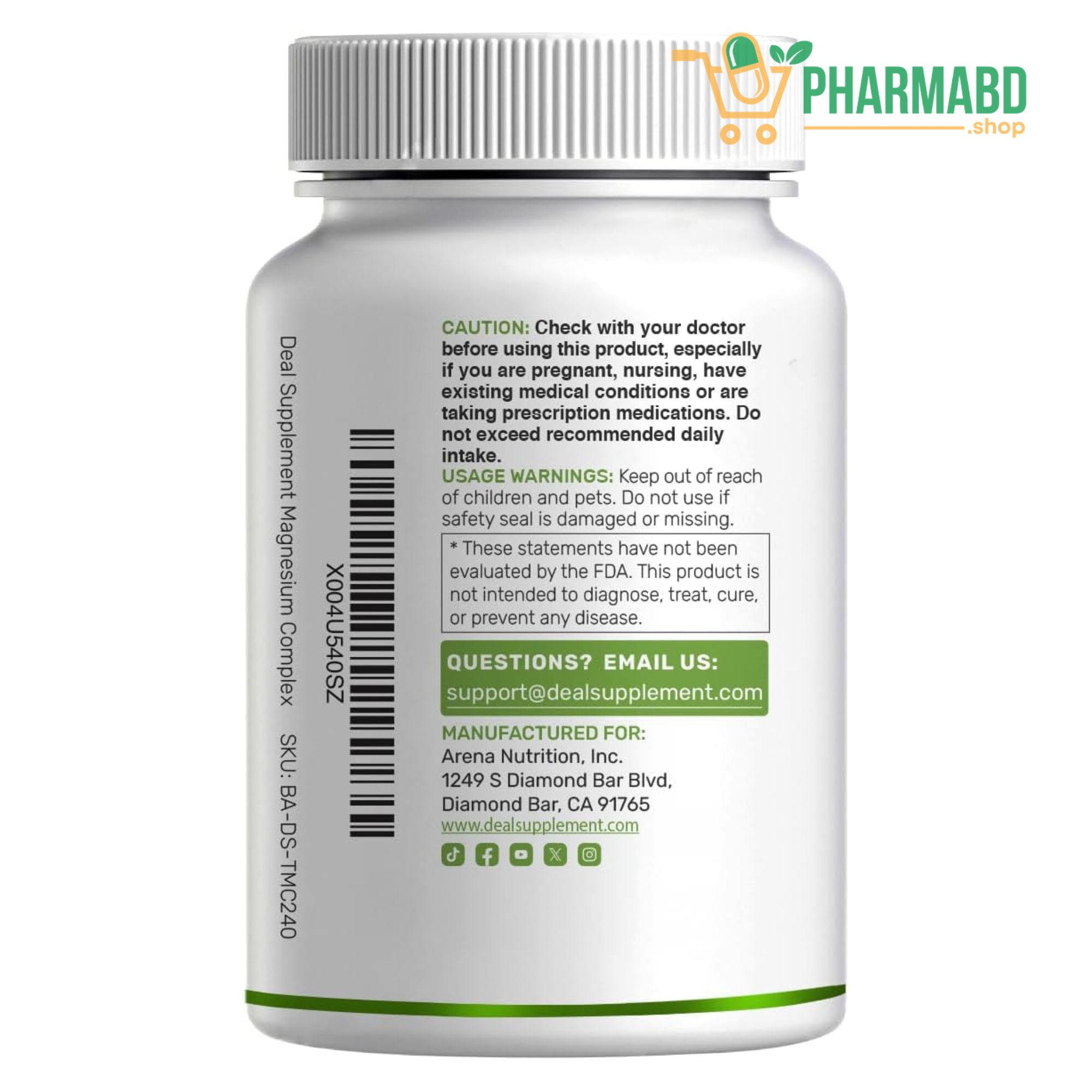 DEAL SUPPLEMENT Triple Magnesium Complex with Magnesium Glycinate, Citrate, Oxide 240 Capsules