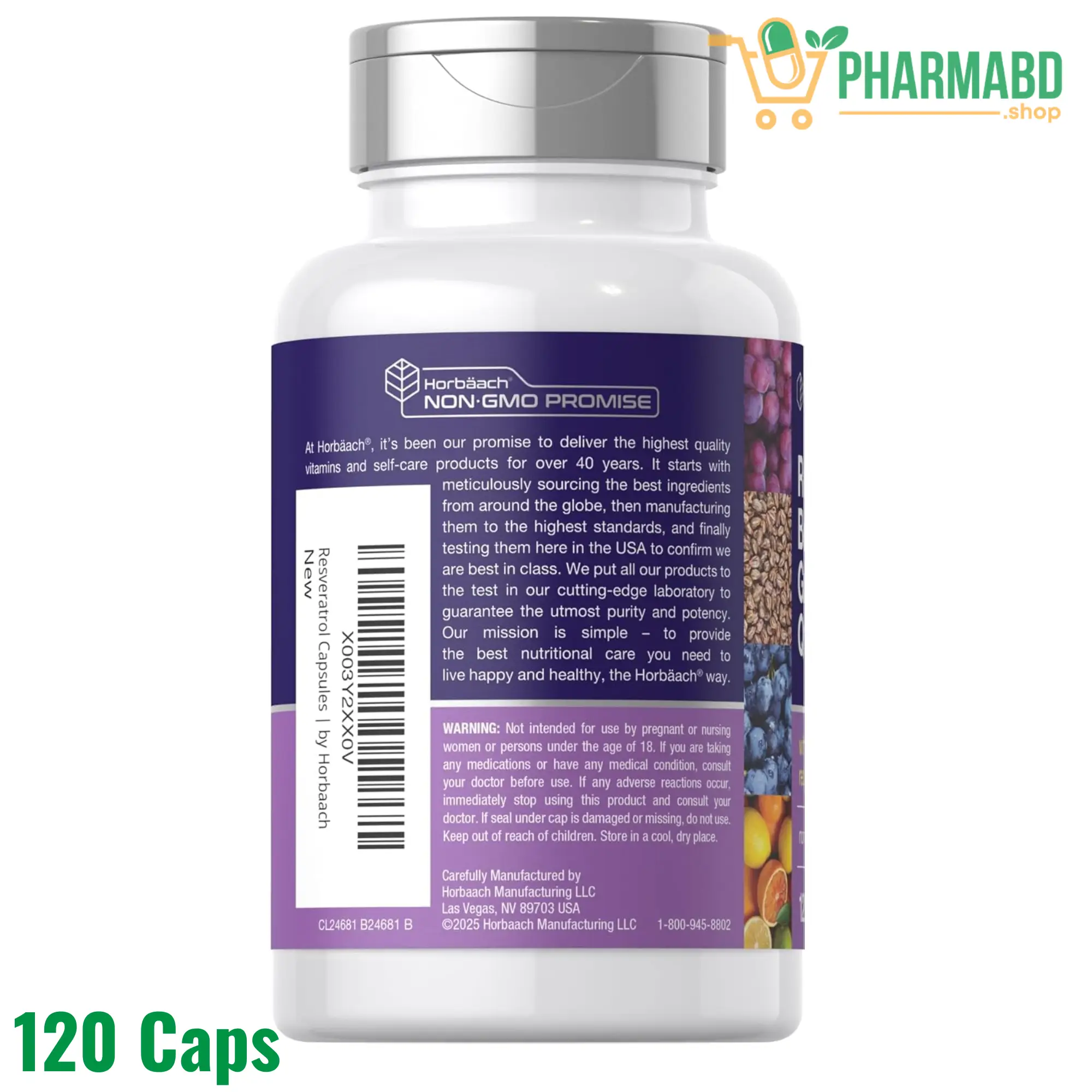 Horbäach Resveratrol Berberine Grape Seed & Quercetin, 120 Capsules