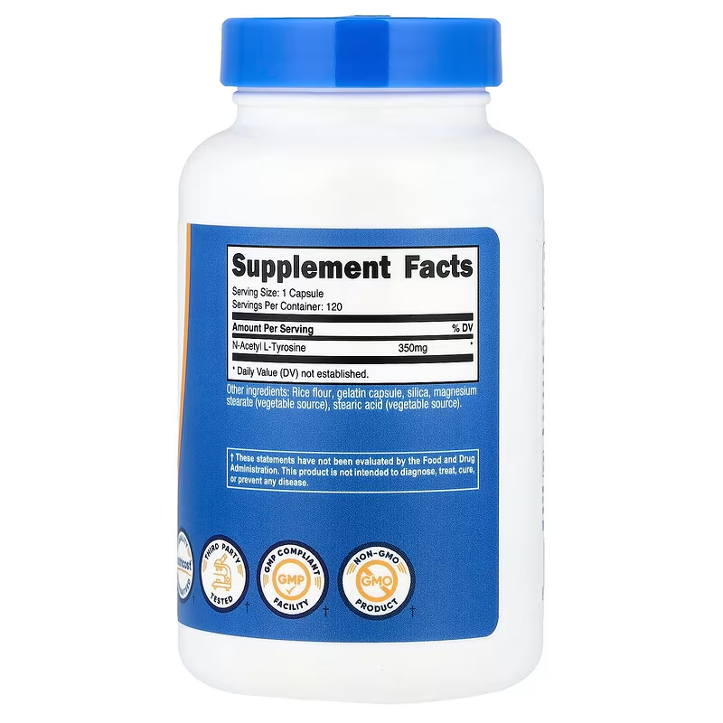 Nutricost, N-Acetyl L-Tyrosine, 350 mg, 120 Capsules