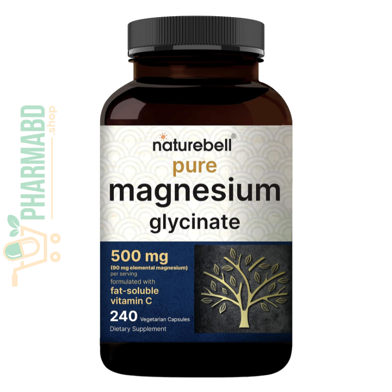 NatureBell Pure Magnesium Glycinate 500mg, 240 Capsules