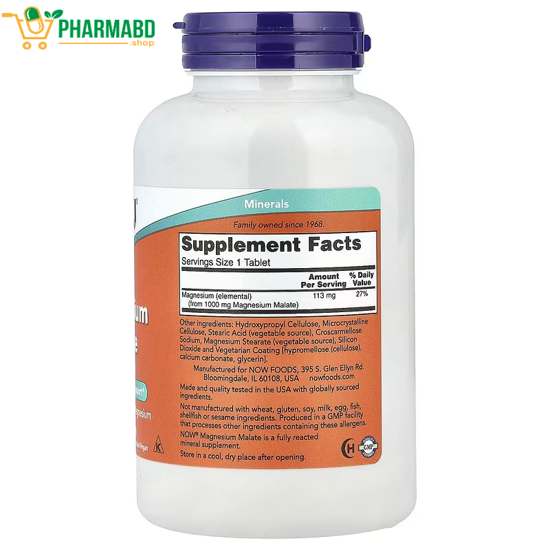 NOW Foods, Magnesium Malate, 1,000 mg, 180 Tablets